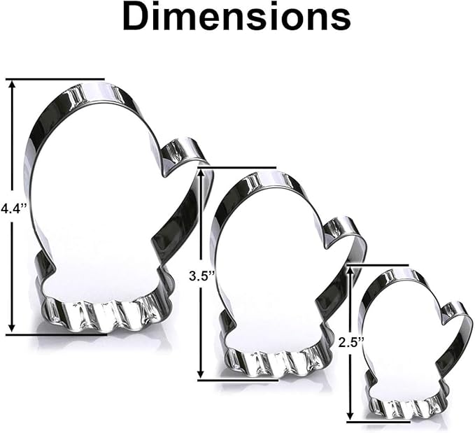 Sweet Cookie Crumbs Mitten Cookie Cutter - Stainless Steel - Dishwasher Safe (Mitten 3 Piece)
