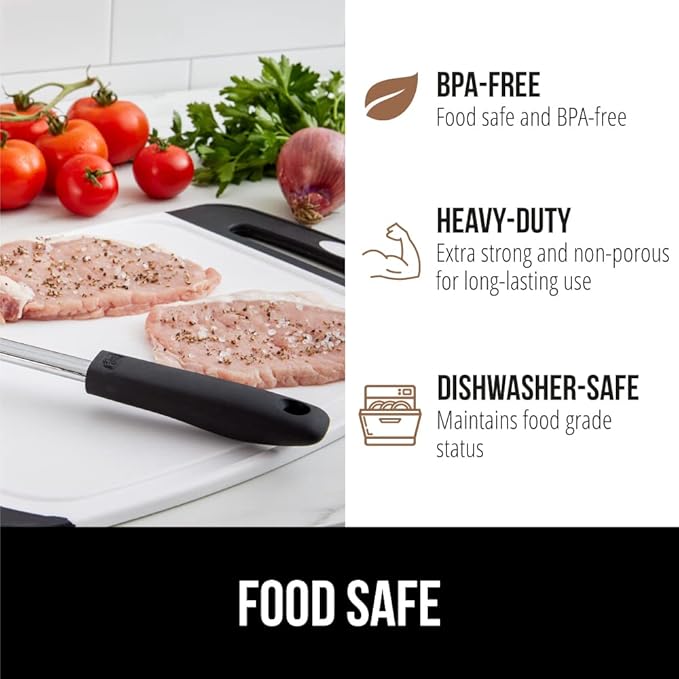 GORILLA GRIP BPA-Free Reversible Kitchen Cutting Board Set of 3, US Designed, Nonporous, Juice Grooves Catch Liquid, Slip Resistant Border, Dishwasher Safe, Durable Large Food Chopping Boards, Black