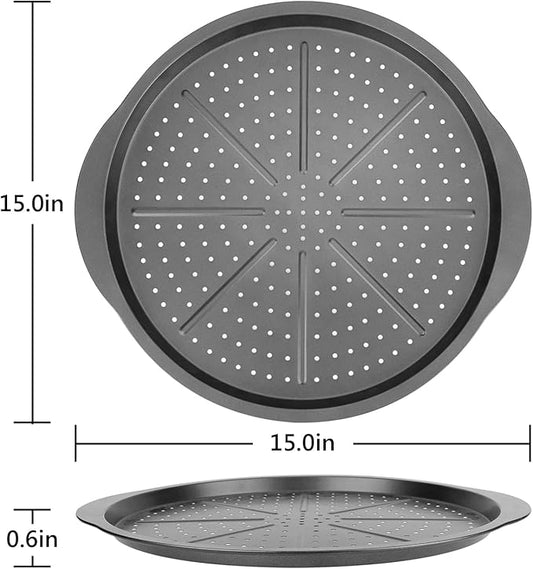Beasea Pizza Pan for Oven, 13 Inch Nonstick Homemade Pizza Pan Tray with Holes Carbon Steel Round Pizza Bakeware Sheet for Restaurants and Homemade Oven Baking