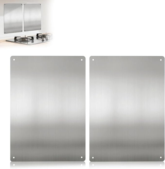 Stainless Steel Stove Backsplash Wall Guard - Heat Resistant Splatter Shield for Kitchen Wall, Oil-Proof for Gas/Electric Stoves, Easy Install with Pre-Drilled Holes (Brushed Silver)