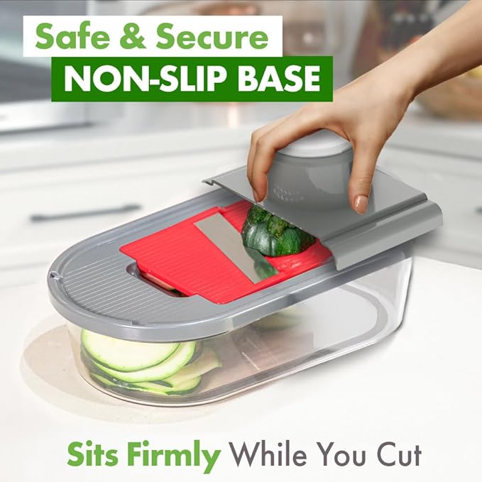 CHOPZILLA Vegetable Chopper and Mandoline Slicer for Kitchen Cuts 18x Faster, Come with 4 Blades, Scraper, & Container, All in 1 Veggie Chopper Vegetable Cutter, French Fry Cutter, Onion, Fruit, Salad
