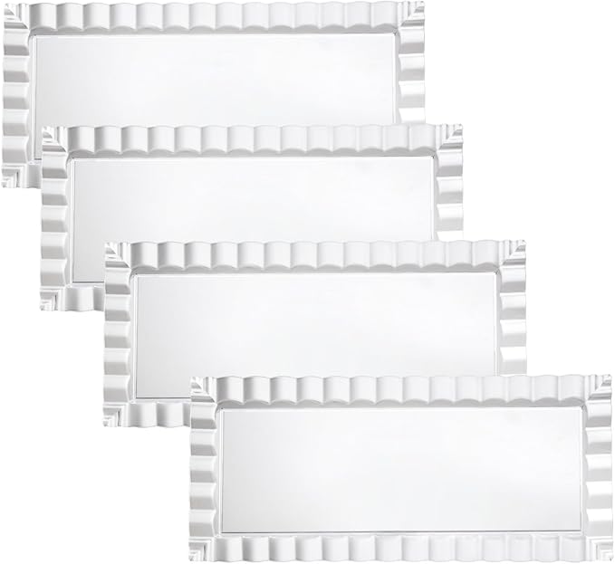 Party Essentials Disposable Hard Plastic Decorative Wavy Trays, 14" X 6", Clear