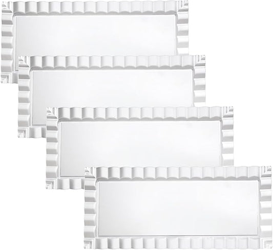 Party Essentials Disposable Hard Plastic Decorative Wavy Trays, 14" X 6", Clear