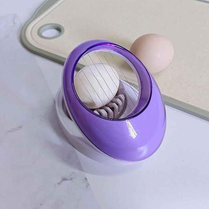 Egg Slicer for Hard Boiled Eggs,Easy to Cut Egg into Slices, Wedge and Dices, Sturdy ABS Body with Stainless Steel Wires,Non-slip Feet,Dishwasher Safe, BPA Free (Red)