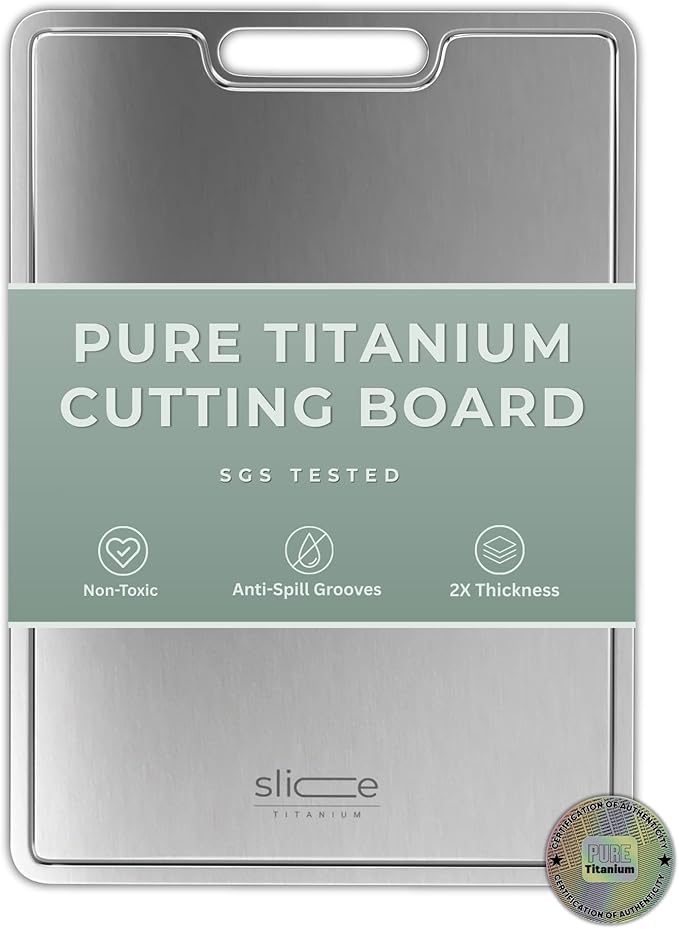 Real Titanium Cutting Board for Kitchen, Pure Titanium Large 15x11 Metal Cutting Boards for Meat and Vegetables, Food Safe, Dishwasher Safe