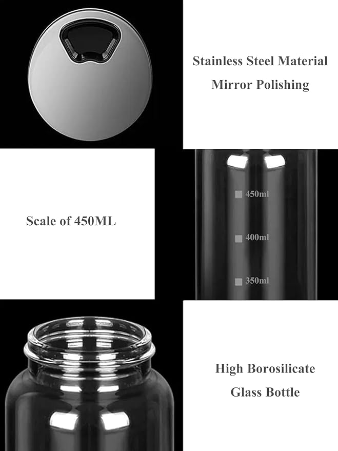 15 oz Large Salt Pepper Shakers with Adjustable Outlet Holes Clear Glass Shaker Bottles Spice Seasoning Cans for Kitchen Decor and Home Restaurant BBQ Camping Farmhouse Kitchen Accessories (450 ml)