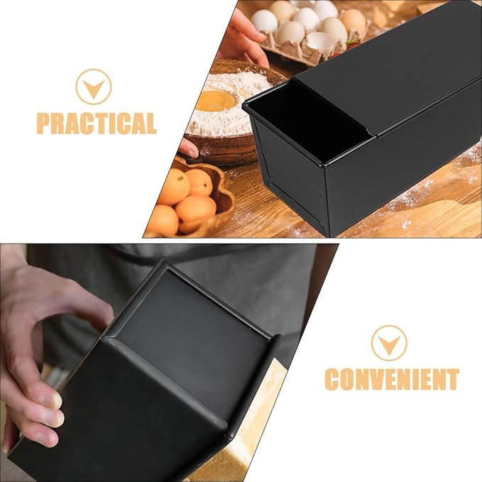 LALADEFIEE Non-stick Bread Loaf Pan with Sliding Cover 500g Toast Mold Small Baking Pan for Homemade Bread Baking Supplies