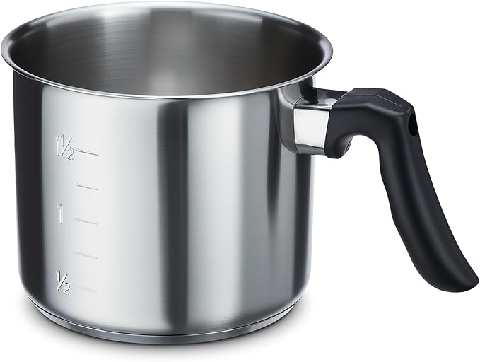Magefesa Deliss 2.6-Quart Stainless Steel Milk Pot, All-Stovetop Compatible Saucepan, Ergonomic Heat-resistant Handle