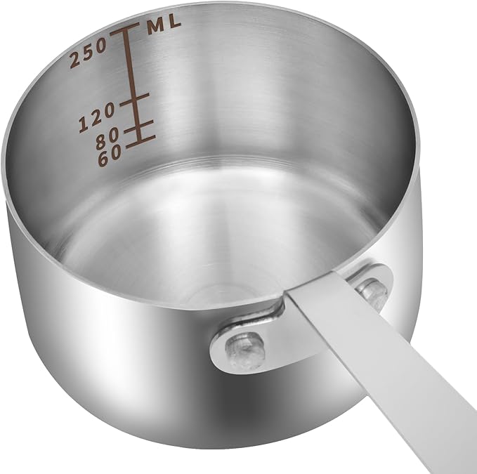 Kichwit 304 Stainless Steel Measuring Cups, Metal Food Scoop for Cooking or Baking, 1 Cup and 1/2 Cup, Set of 2