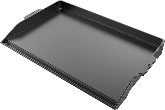 Utheer 23" x 16" Cast Iron Griddle for Gas Grill and Stove Top, Universal Flat Top Griddle with Pre-Seasoned Nonstick Coating, X-Shaped Reinforced Ridges, Perfect for Healthy Cooking, Parties, Camping