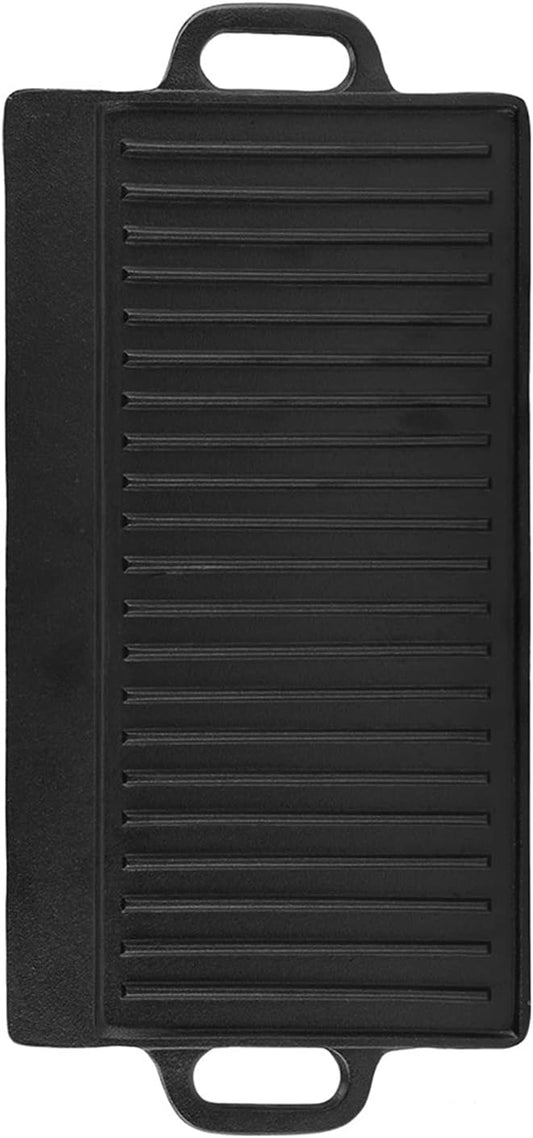 Acouto Reversible Cast Iron Griddle Pan Non Stick Cast Iron Grill Griddle Pan Ridged and Flat Double Sided Baking Cooking Tray Bakeware Oven Safe Gas, Electric, or Cooking - Home &