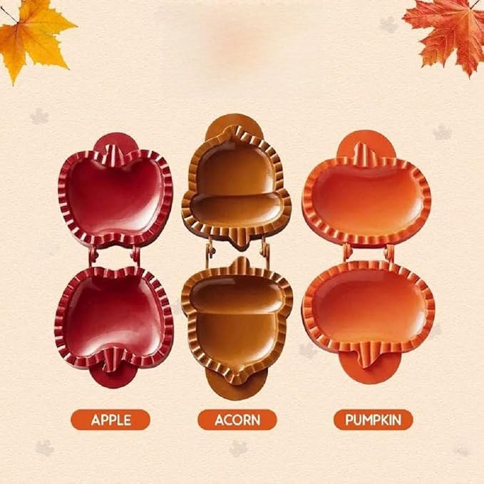 Apple Pie Mold 3-Piece Set, Fall-Themed Baking Pan for Pumpkin, Acorn & Apple Shapes, Halloween Thanksgiving Pastry Maker