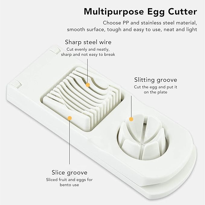 Stainless Steel 2 in 1 Egg Cutter for Convenient and Even Slicing and Cutting - Manual Egg Slicer for Boiled Eggs, Soft Fruits, and Vegetables