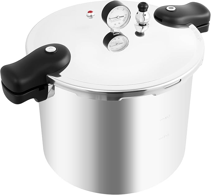 23 Quart Pressure Canner, Canning Pressure Cooker With Gauge, Stainless Steel Pressure Canner For Family Or Commercial, 90kpa