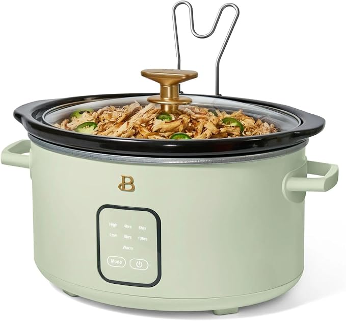 Beautiful 4-Qt Digital Slow Cooker with Smart Touch Screen, Removable Pot, Timer Presets, Ideal for Small Families