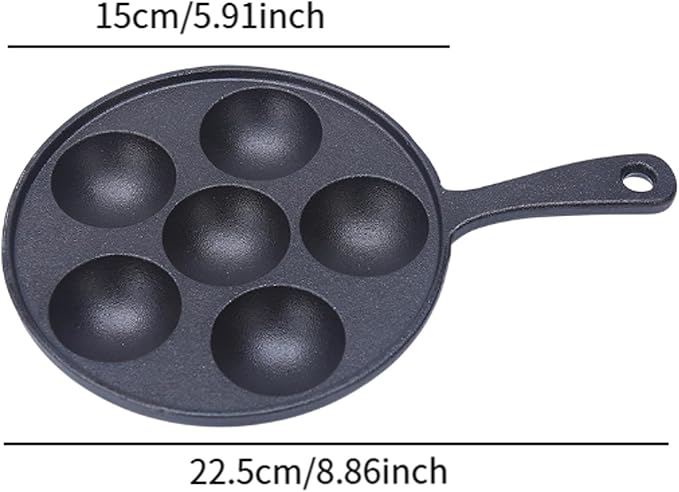 Takoyaki Pan Barbecue Plate Easy to Clean Multipurpose 6 Cavities Takoyaki Meatball Grill Pan Baking Pan for Camping Indoor