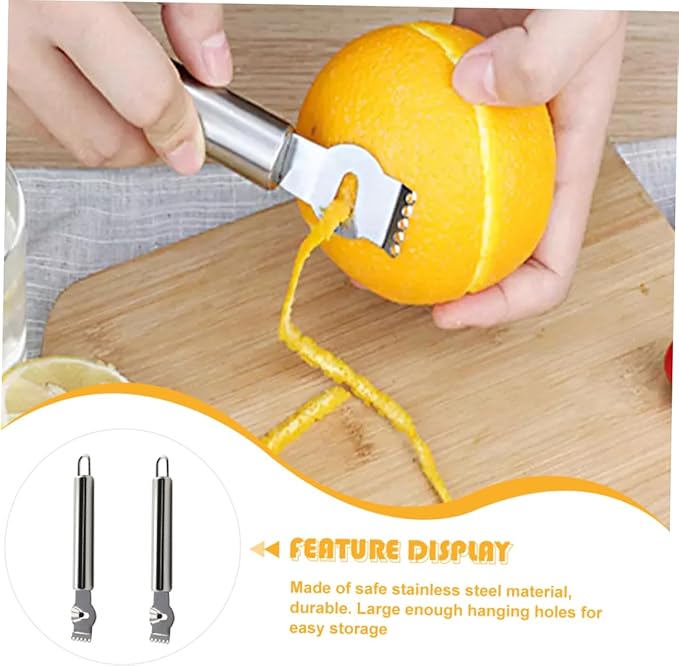 IMIKEYA 2pcs Stainless Steel Lemon Zester Orange Peeler Multi-functional Grater for Fruits and Vegetables Easy to Clean Comfortable Handle for Baking and Cooking