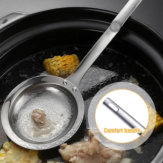 Fine Mesh Stainless Steel Colander, 2025 New Fine Mesh Strainer for Cooking Oil Strainer Skimmer Spoon Food Strainer Kitchen Gadgets (Small)
