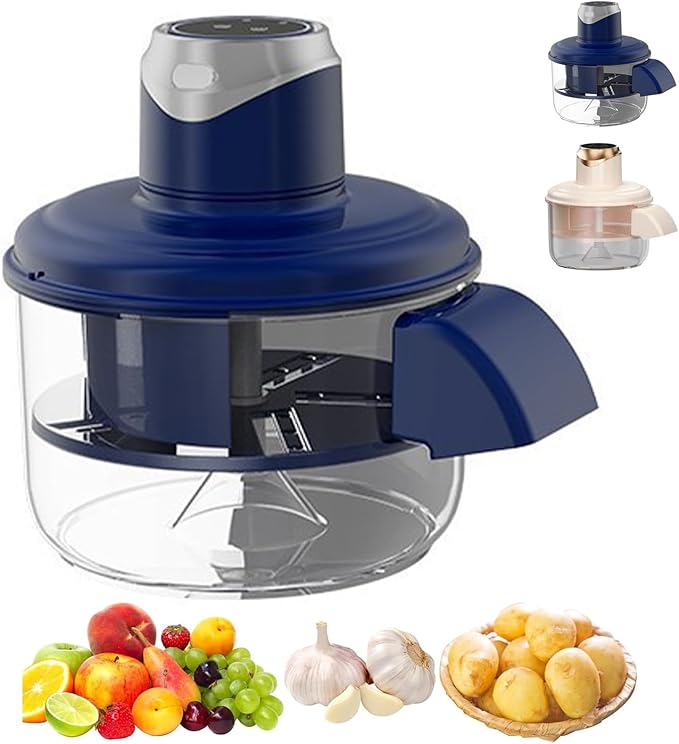 Vegetable Peeler,Automatic Potato Peeler Electric,Garlic Peeling Machine That Peels Fruit And Vegetables,Grape Peeling Machine for Grapes, Garlic, Tomato,Small Potato, Rechargeable Home (Blue)