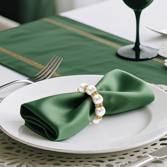 200 Pcs Pearl Napkin Rings, Exquisite Gold Napkin Rings Bulk, Suitable for Table Decorations for Weddings, Family Parties, Engagements, Christmas, and Other Occasions