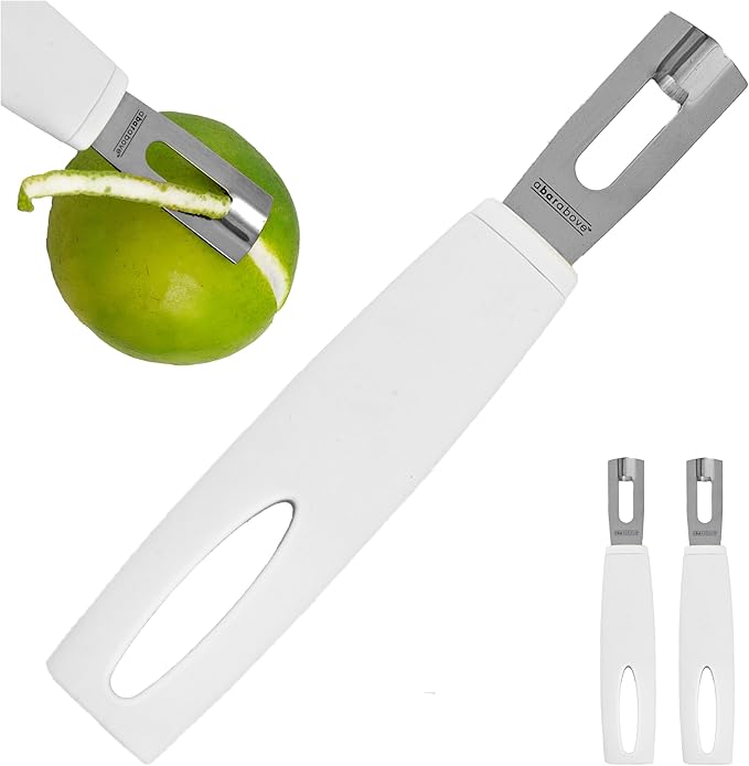 A Bar Above Premium Quality Channel Knife, Stainless Steel, White Handle, Garnish for Cocktail Mixers, Lemon Zester, and Fruit Peeler, Professional-Grade Bar Accessory, Durable Citrus Knife, Pack of 2