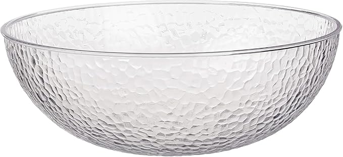 Lillian Collection Stunning Clear Plastic Round Hammered Bowl - 18" (4 Pc.) - Unique Textured Design - Perfect for Parties & Displays