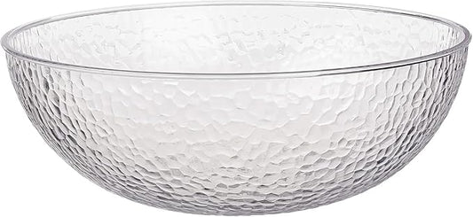 Lillian Collection Stunning Clear Plastic Round Hammered Bowl - 18" (4 Pc.) - Unique Textured Design - Perfect for Parties & Displays