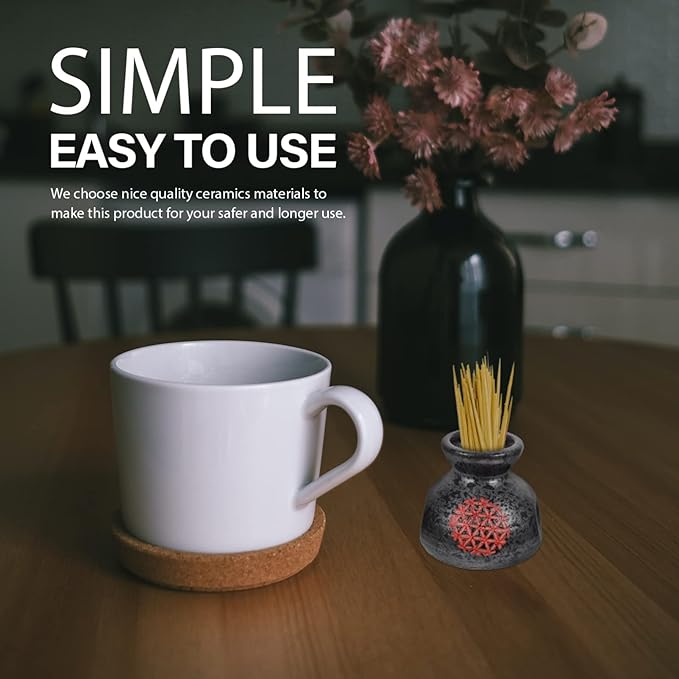 FAVOMOTO Ceramic Toothpick Holder Mini Porcelain Vase Retro Style Decorative Flower Arrangement for Kitchen Dining Table Party Home Office