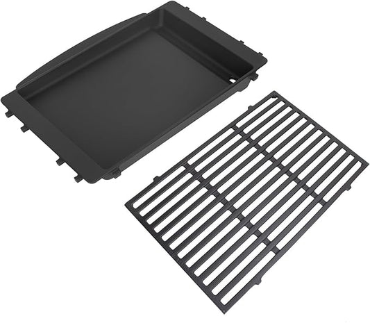 Cast Iron 7658 Cooking Griddle & 7638 Grill Grate for Weber GS4 Spirit II & I 300 Grills, Spirit E/S 310 E/S 320 E/S 330 SP-320, Spirit 700 Genesis 1000-3500 Genesis Gold Silver Platinum B/C