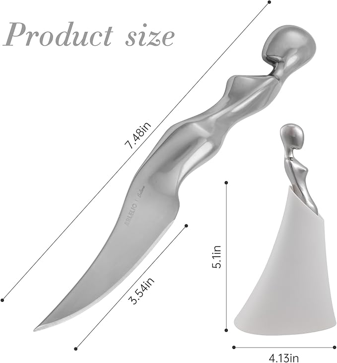 Artisan Sharp Paring Knife Set with Sculptural Base - Stainless Steel Forged Kitchen Knife with Ergonomic Handle, Home Kitchen Knife, Cheese Knife, Cookware Kitchen Tool, Kitchen Utensils