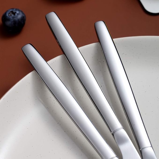 Berglander Dinner Knives Set Of 12, Stainless Steel Shiny Modern Dinner Knife, Butter Knife Table Knives Dishwasher Safe