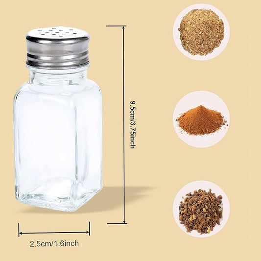 Tebery 30 Pack Glass Salt and Pepper Shaker Set with Stainless Steel Mushroom Top, 2.7oz Spice bottle for Kitchen, Restaurants and Catering, Classic Design