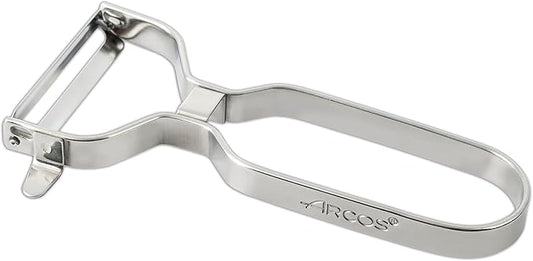ARCOS Professional Chrome-Plated Peeler for Fruits and Vegetables. 5.5 Inch Stainless Steel Kitchen Tool for Precise Cutting. Chef's Gadget with Ergonomic Design. Silver Color
