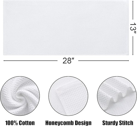 Kitinjoy 100% Cotton Waffle Weave Kitchen Towels, 12-Pack Super Soft and Absorbent Dish Towels for Drying Dishes, Kitchen Hand Towels, 13 in x 28 in, White