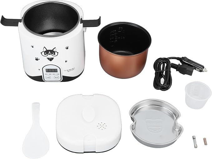 Rice Cooker, 1.2L Small Rice Cooker with Non Stick Inner Pot Steaming Plate Rice Spoon, 24H Reservation And Temperature Control, for Car Camping Travel
