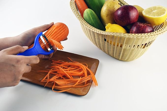 Handle Papaya Shredder Tool Stainless Steel Blade Vegetable Slicer for Salads Salad Maker Fast & Easy carrots potatoes beets cucumber (Small Plastic Handle)