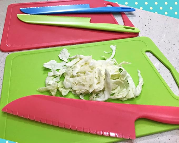 jawbush 11" Plastic Serrated Knives Set to Cut Salad, Bread, Brownies or Lasagna, Professional Large Lettuce Knife to Prevent Turning Brown, Nylon Knife for Nonstick Pans, Durable Chef's Knife, 4 Pcs