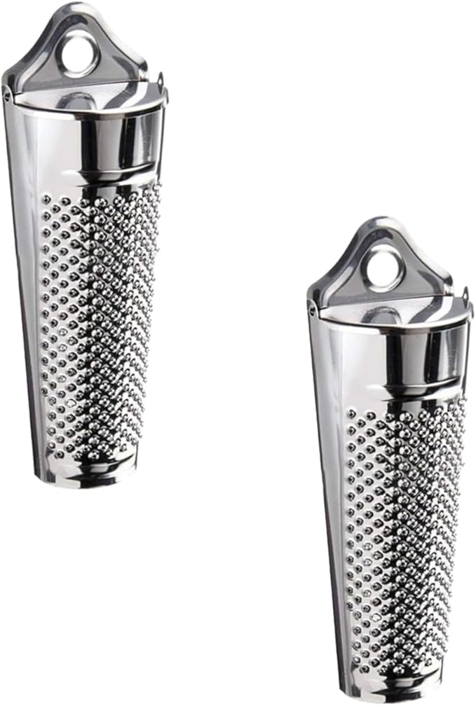2Pcs Silver Multifunctional Kitchen Stainless Steel Ginger Garlic Nutmeg Grater Nut Walnut Lemon Hand Planer Tool Lemon ZesterDurable and Professional Kitchen Tool Garlic Tools