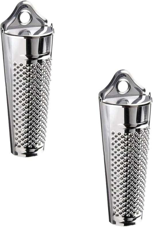 2Pcs Silver Multifunctional Kitchen Stainless Steel Ginger Garlic Nutmeg Grater Nut Walnut Lemon Hand Planer Tool Lemon ZesterDurable and Professional Kitchen Tool Garlic Tools