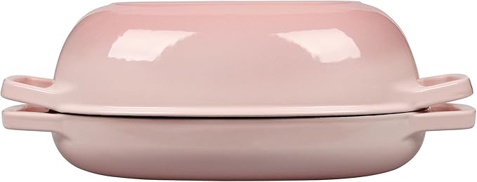EDGING CASTING Enameled Cast Iron Oval Dutch Oven Pot with Lid, Dutch Oven for Sourdough Bread Baking, Oval Bread Pan, Bread Oven, Bread Dutch Oven, 5qt, Pink