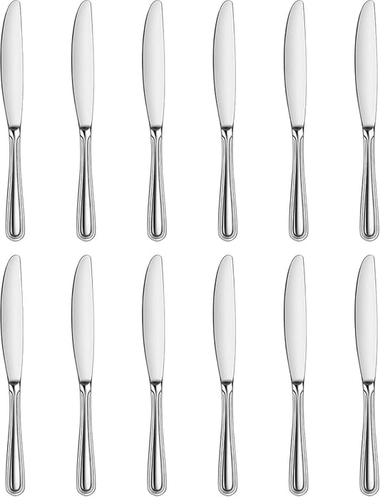 New Star Foodservice 58000 Slimline Pattern, 18/0 Stainless Steel, 90 Grams Heavy Duty Dinner Knife, 9-Inch, Set of 12
