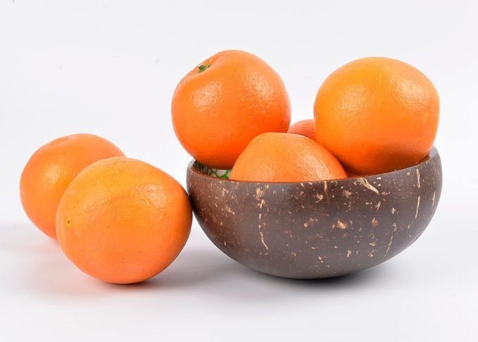 ChezMax Natural Coconut Bowl Mother of Pearl Inlaid Shell Key Bowls for Entryway Table Candy Container Nuts Holder Fruits & Dry Snack Storage Round Handcrafted Bowl for Decoration Yellow