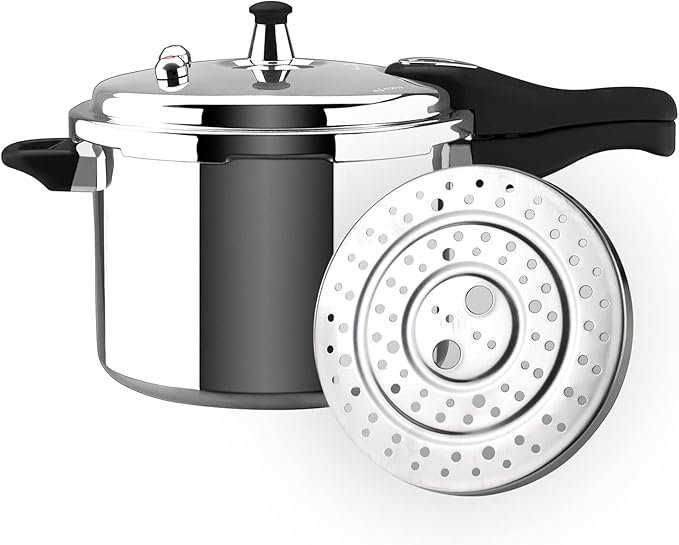 MAGEFESA Avant 6.2-Quart Aluminum Pressure Cooker, Compatible with Gas, Electric & Ceramic Stoves, Stovetop Pressure Canner with Trivet