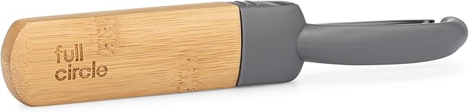 Full Circle Peel Good Collection Straight Peeler – Bamboo and Stainless Steel Fruit and Vegetable Peeler – Removable Swivel Head - Kitchen Tool for Carrots, Apples, Potatoes and More