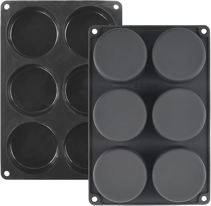 Mirenlife 6 Cups Non-Stick Silicone Muffin Pan and Cupcake Maker, Large Size Cupcake Pan, Set of 2