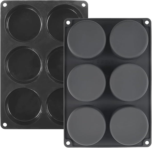 Mirenlife 6 Cups Non-Stick Silicone Muffin Pan and Cupcake Maker, Large Size Cupcake Pan, Set of 2