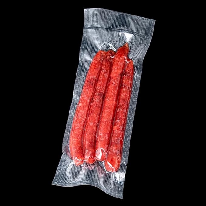 Clear Vacuum Bags for Food Saver Flat Open Top Embossed Vacuum Sealer Bag Food Storage Packaging Pouch with Tear Notch (100, 3.15x9.84 inch)
