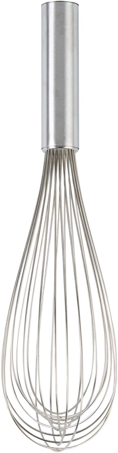 Restaurantware Met Lux 12 Inch x 2.5 Inch Baking Whisk, 1 With Ergonomic Handle Metal Whisk - Dishwasher-Safe, Corrosion-Resistant, Stainless Steel Whisk For Baking, For Whipping, Baking, Or Cooking