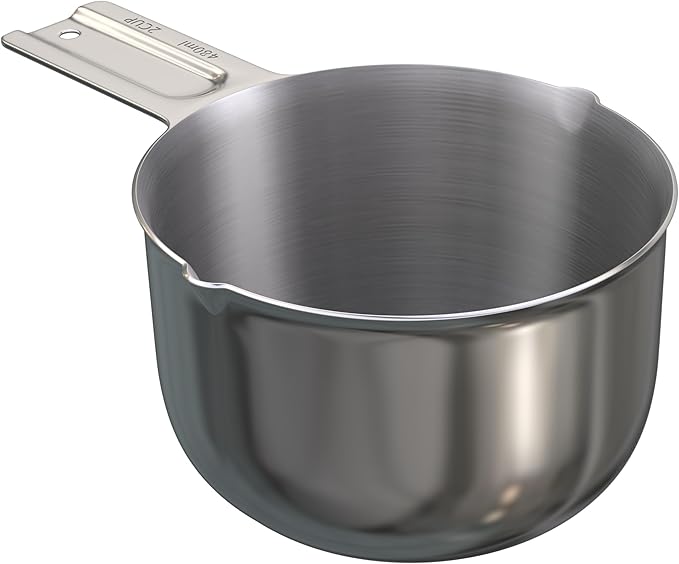 Color Up 2 Cup Measuring Cup, 480ml Stainless Steel Metal, Easy-Pour Spouts, Inside Markings, Flat Base, Dishwasher Safe, for Dry and Liquid Ingredients