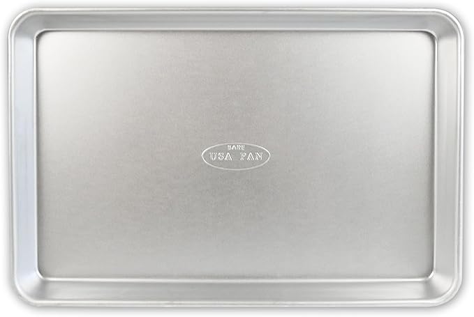 USA Pan Bakeware Traditional Aluminized Steel Uncoated Jelly Roll Baking Sheet Pan, Made without nonstick coating